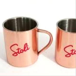 Stoli Cooper Stainless Steel Mugs (2)rare vintage 1990s